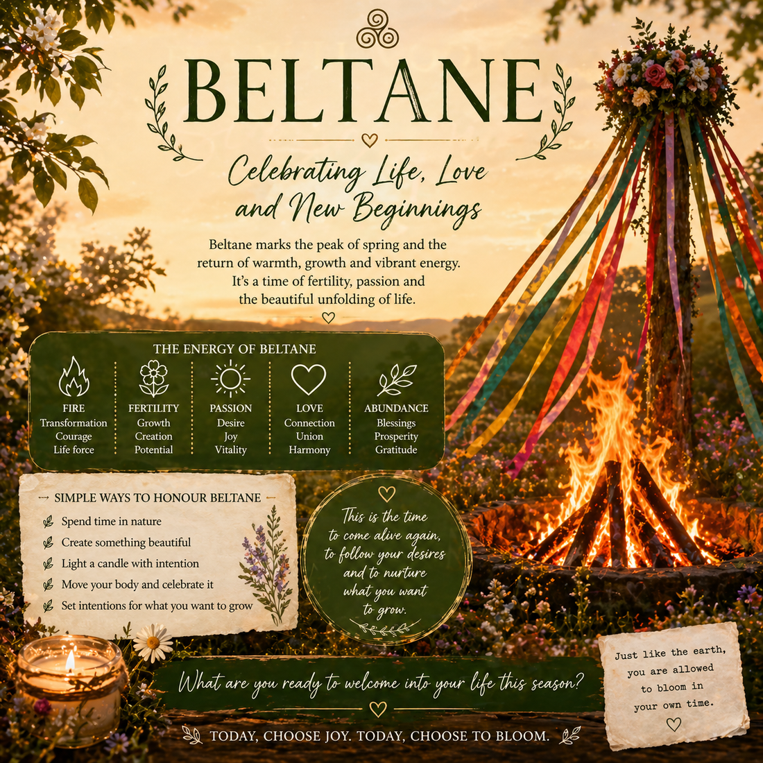 🔥 Beltane: When the Fire Returns — A Celebration of Life, Desire, and Becoming