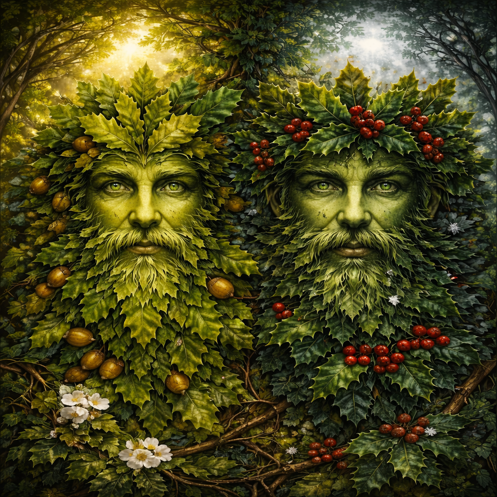 🌿 The Green Man, the Oak King & the Holly King: Guardians of Nature’s Seasons