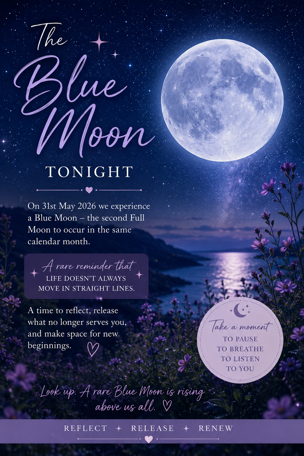 🌕 The Blue Moon Tonight: Reflect • Release • Renew 🌕