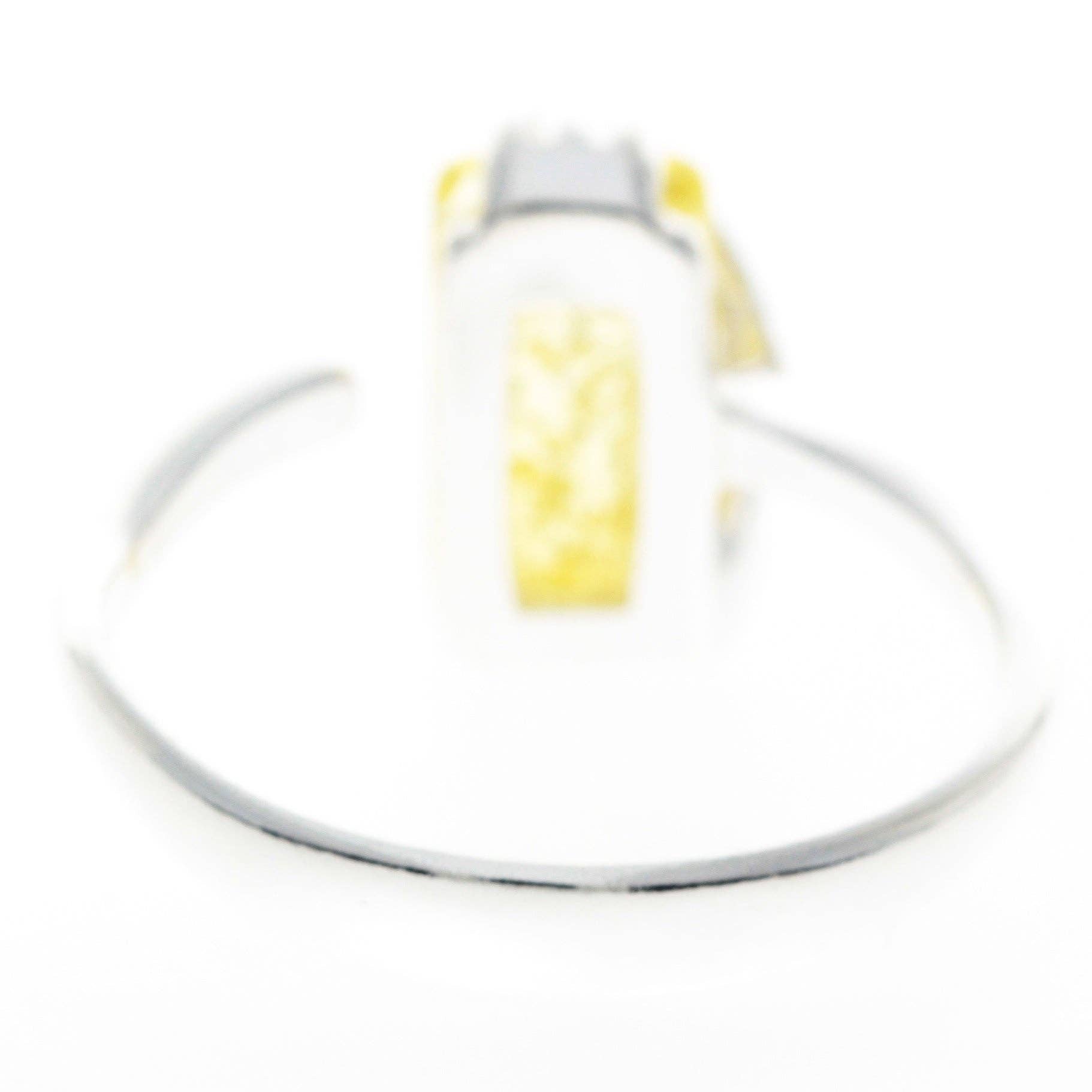 925 Sterling Silver & Genuine Baltic Amber Rectangular Modern Adjustable Ring - GL418A: Cognac