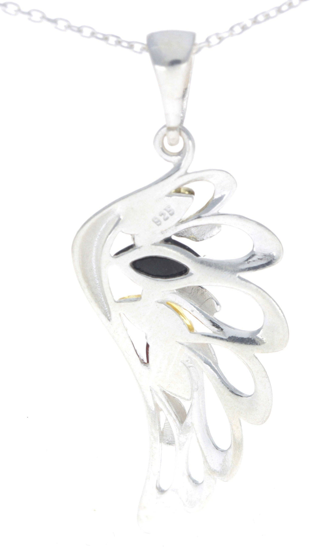 925 Sterling Silver Lucky Angel Wing with Baltic Amber - GL367: Cognac