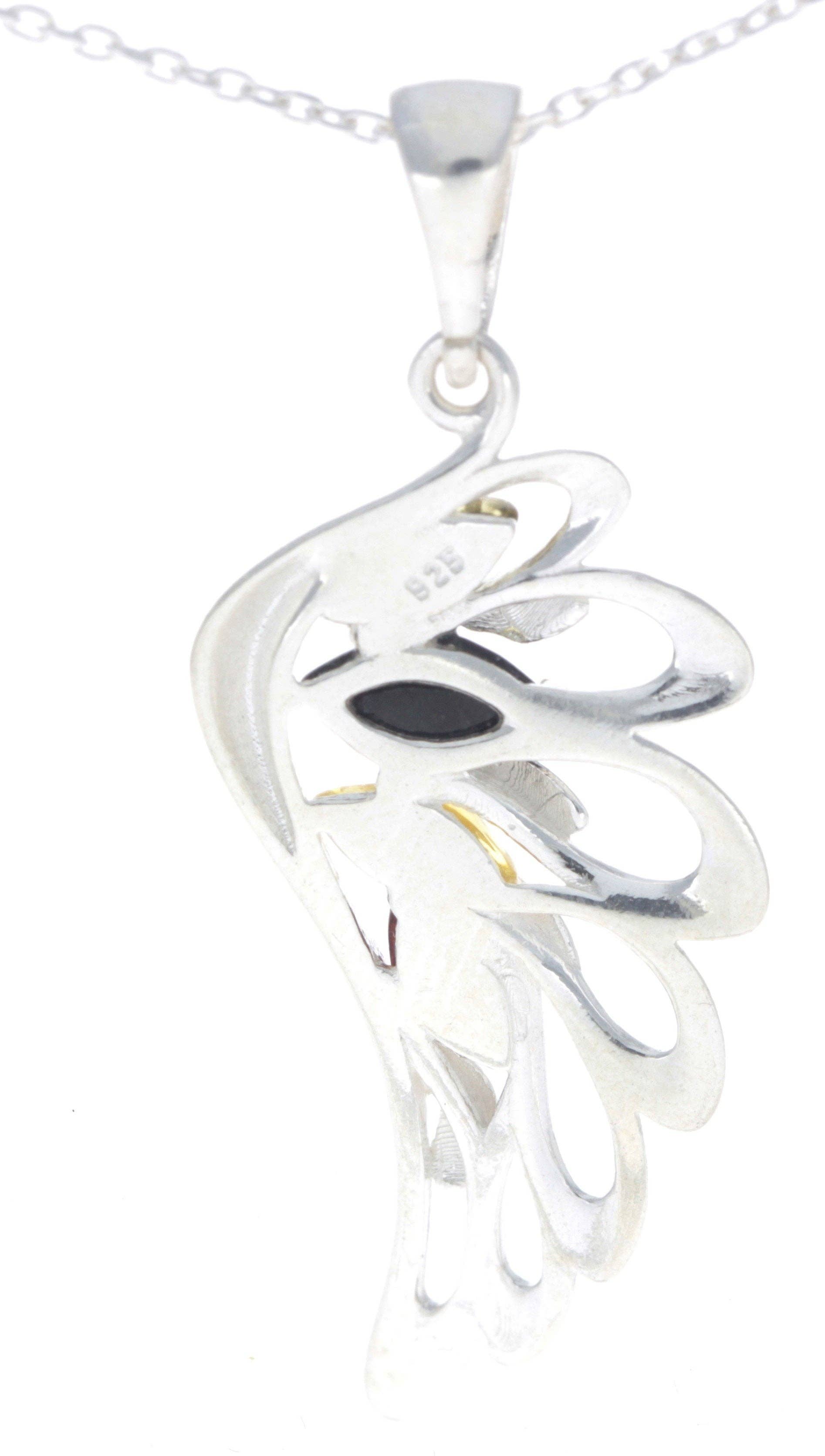 925 Sterling Silver Lucky Angel Wing with Baltic Amber - GL367: Cognac