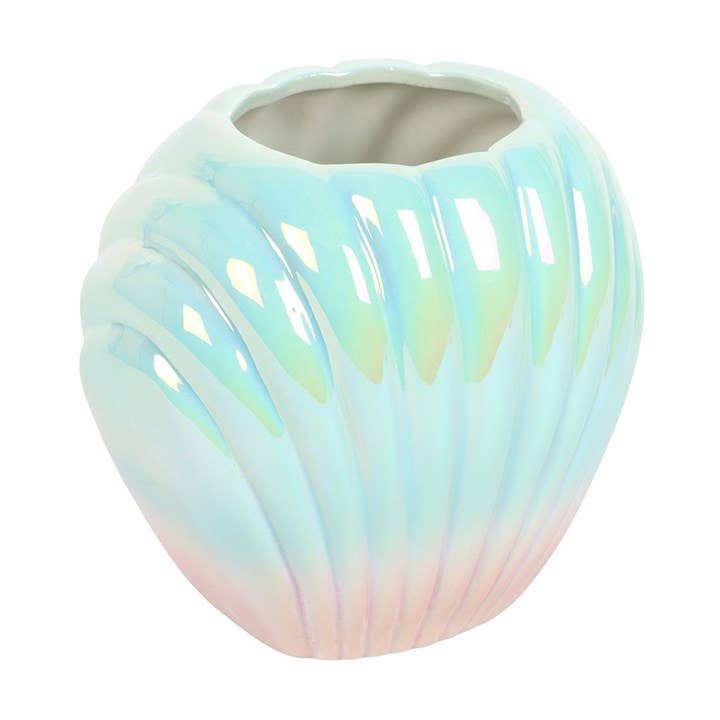 Iridescent Clam Shell Coastal Flower Vase