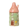 GREEN CERAMIC ROUND HOUSE T-LIGHT HOLDER