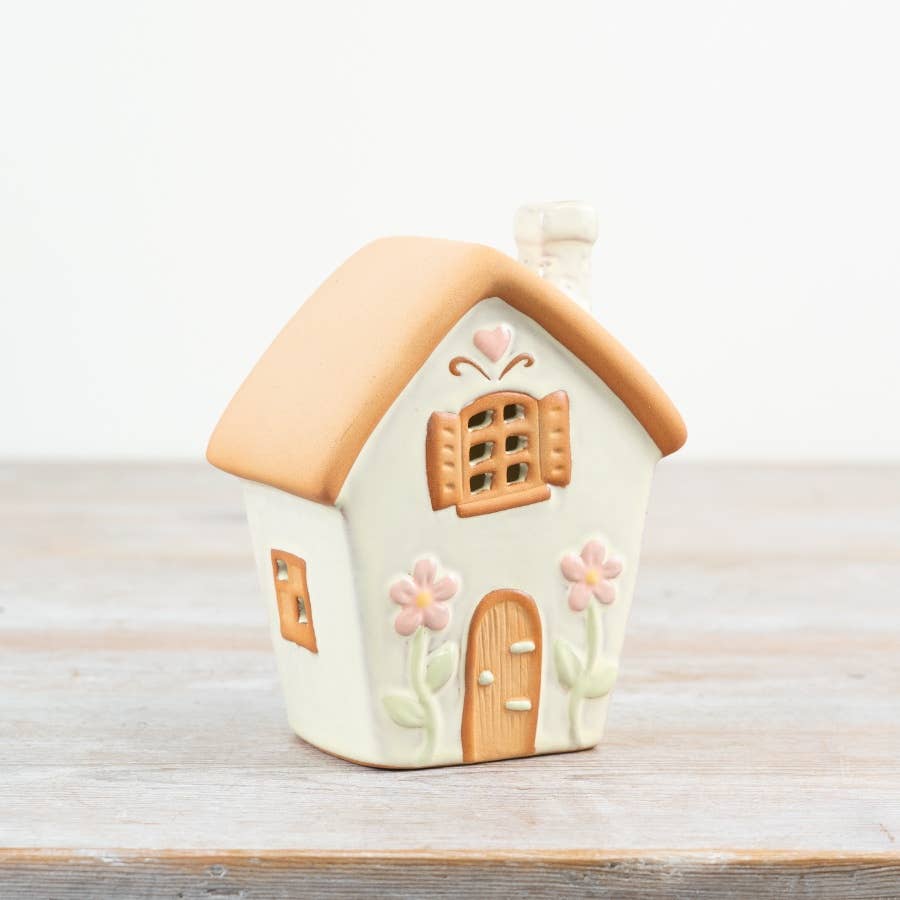 Pastel Green Fairy House T Light Holder, 13.7cm