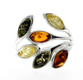 925 Sterling Silver & Baltic Amber Modern Ring - M723: Mix / N