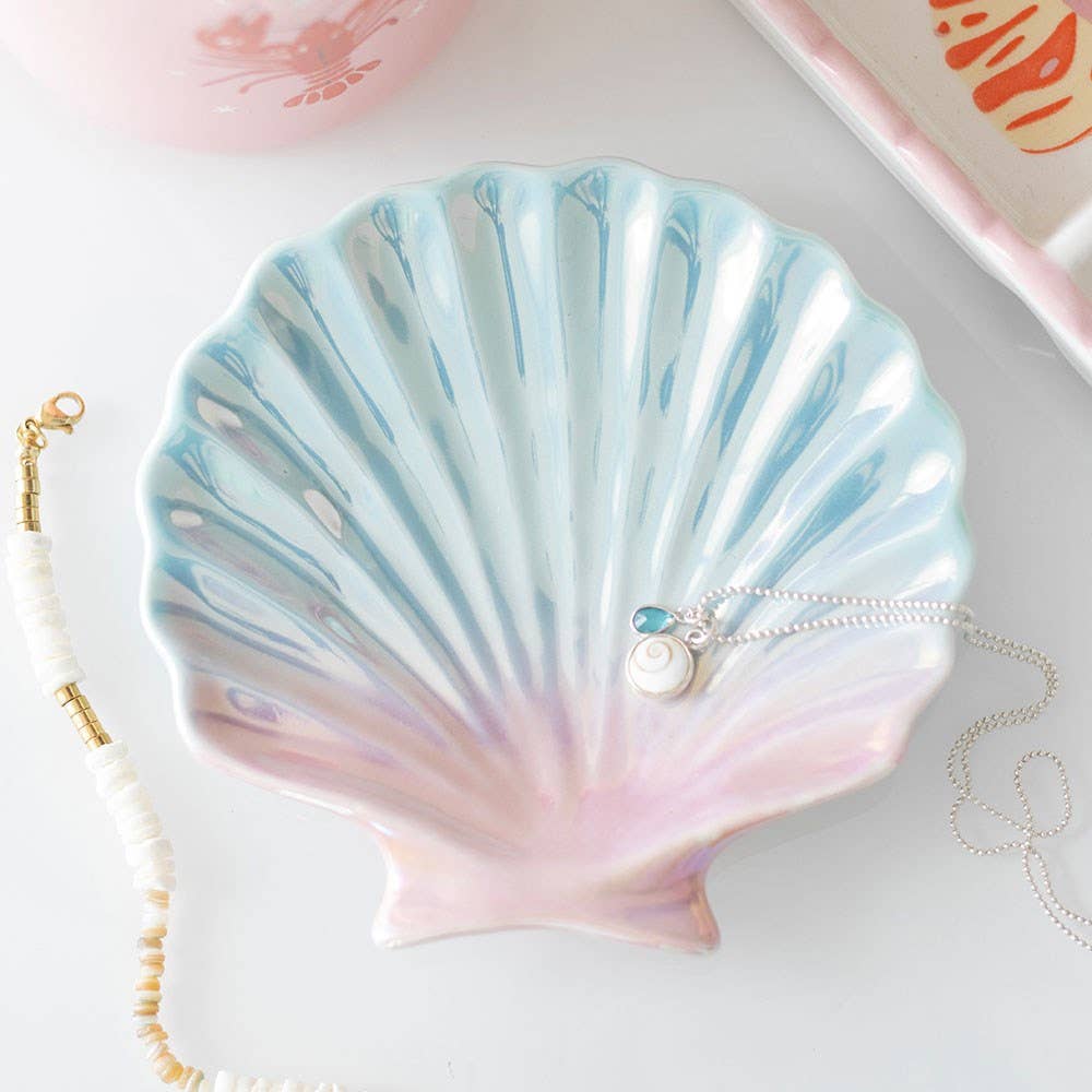 Iridescent Shell Coastal Trinket Dish