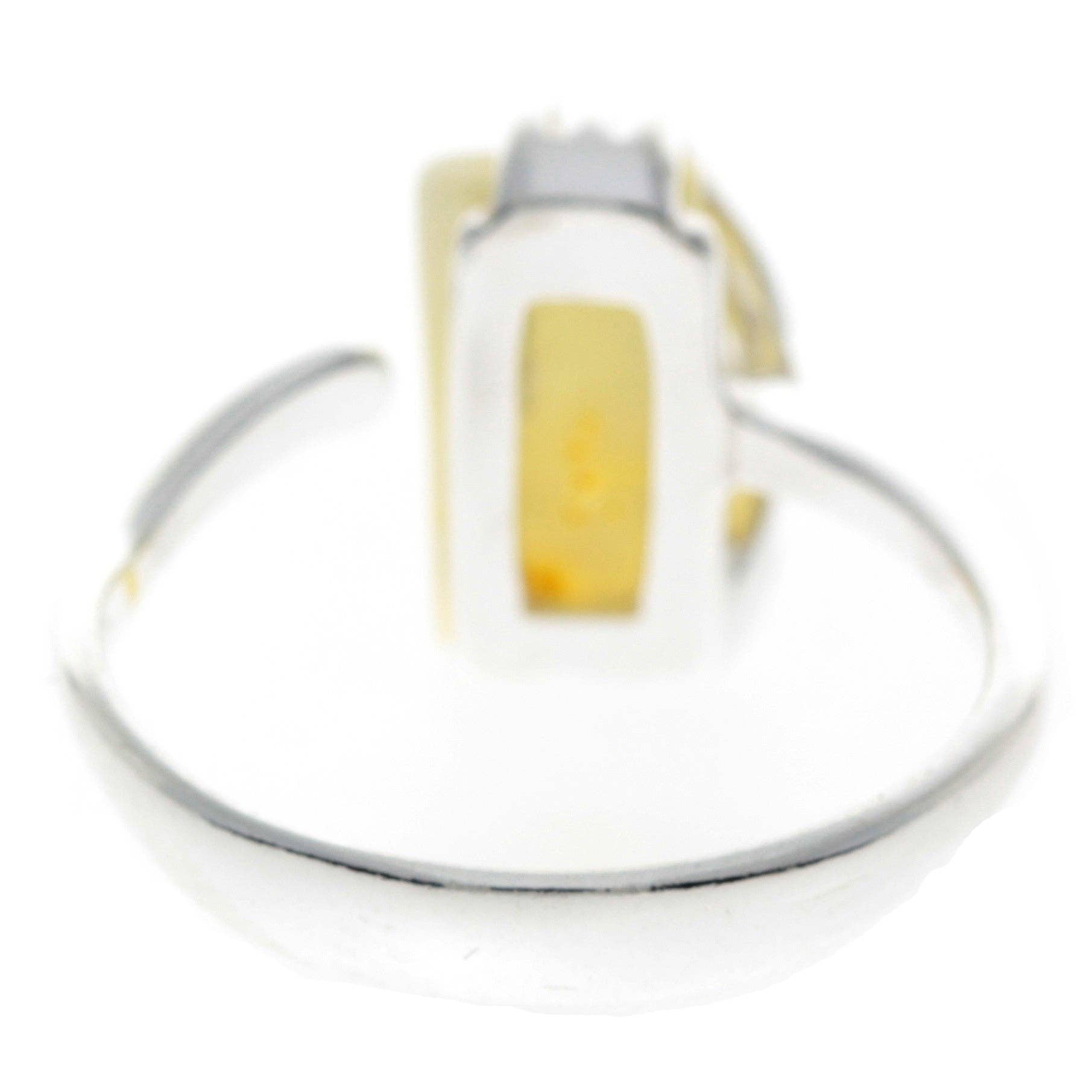 925 Sterling Silver & Genuine Baltic Amber Rectangular Modern Adjustable Ring - GL418A: Cognac