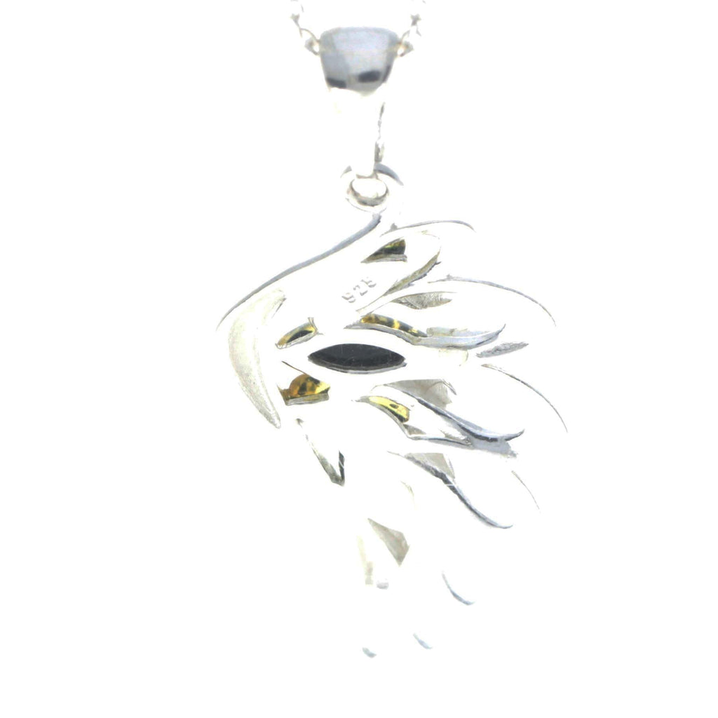 925 Sterling Silver Lucky Angel Wing with Baltic Amber - GL367: Cognac