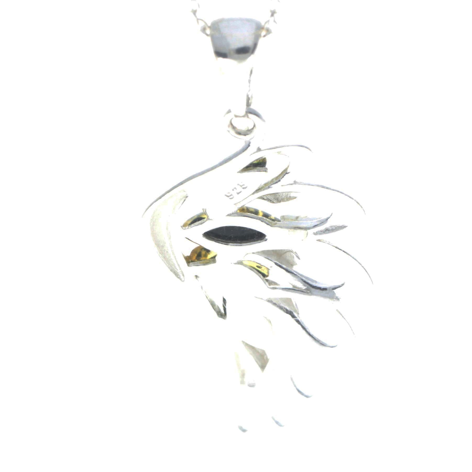 925 Sterling Silver Lucky Angel Wing with Baltic Amber - GL367: Cognac