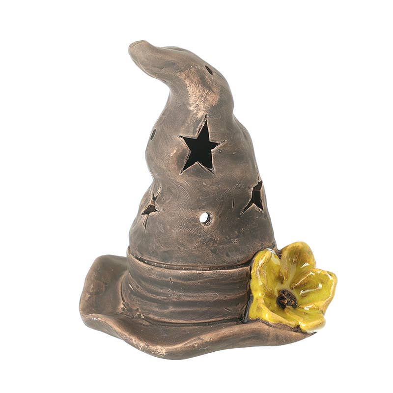 BLACK STONEWARE WITCHES HAT T LIGHT