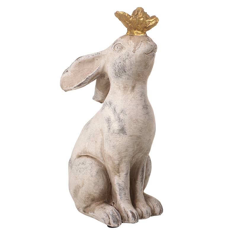 LARGE STONE RABBIT WITH BUTTERFLY
