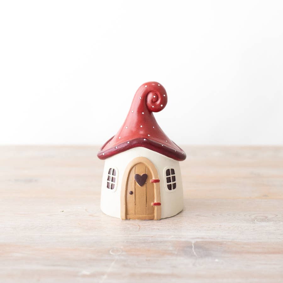 Polyresin Mushroom House Ornament, 13cm