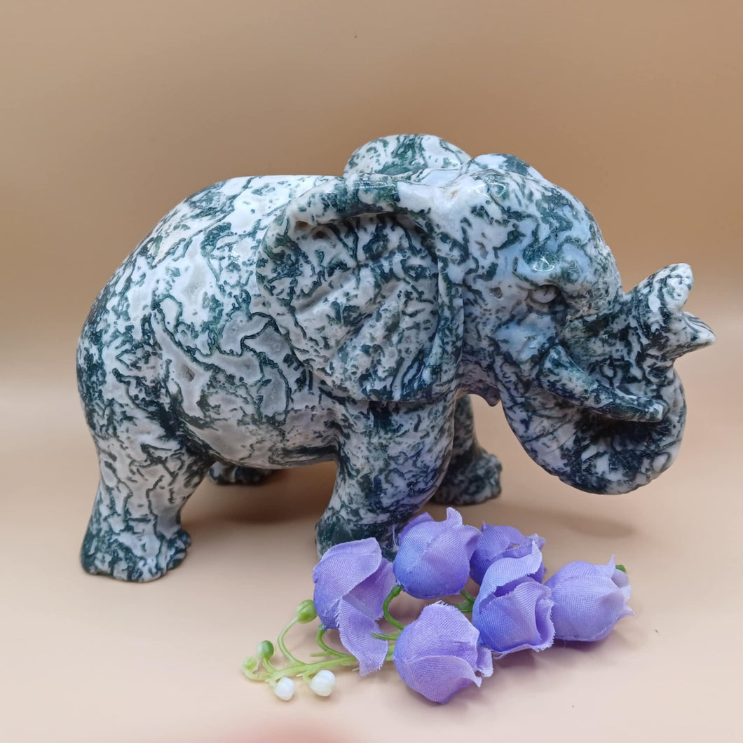 Green Moss Agate  Elephant