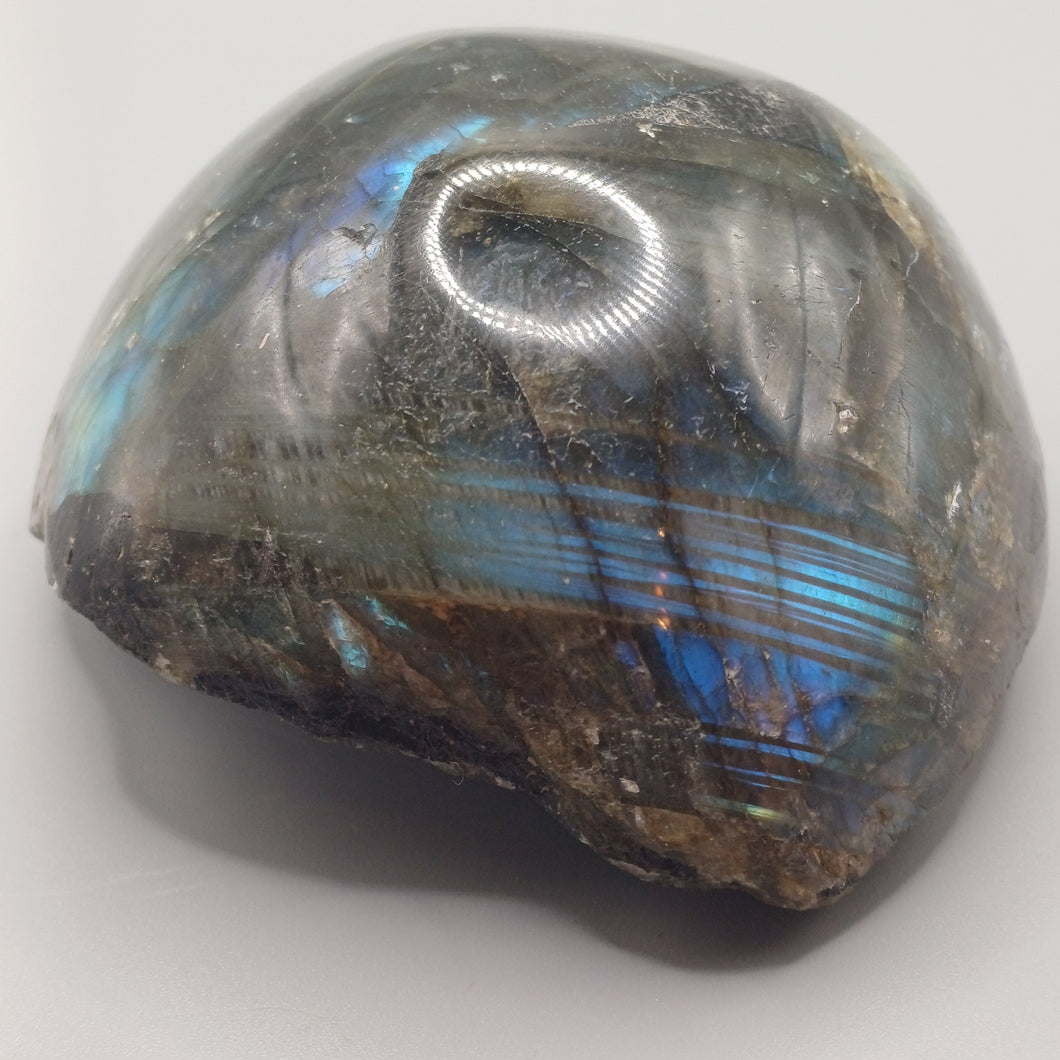 Labradorite half sphere with rough side