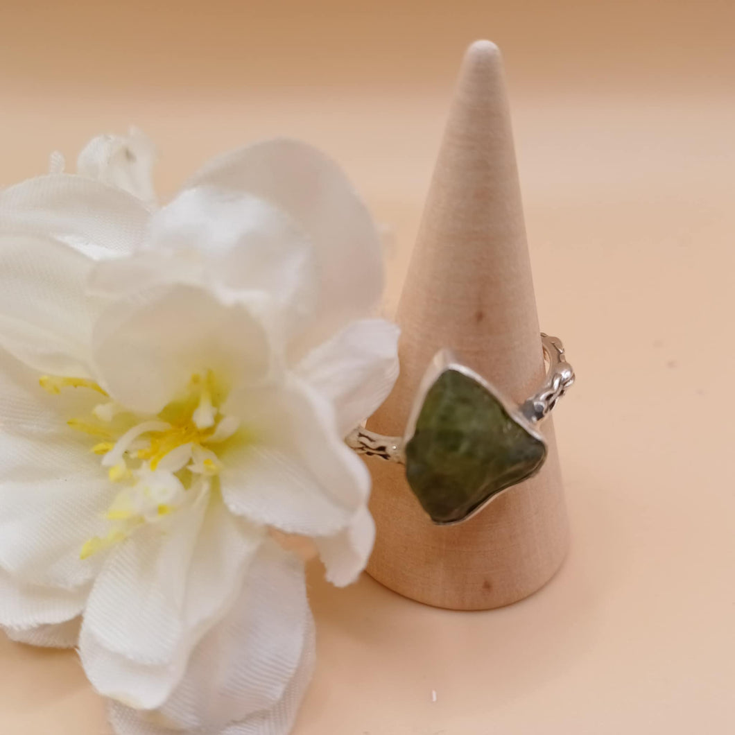 Moldavite ring
