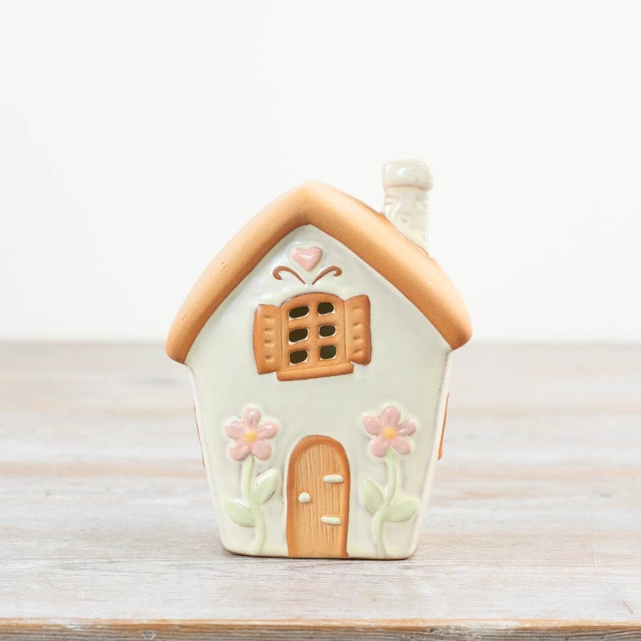 Pastel Green Fairy House T Light Holder, 13.7cm