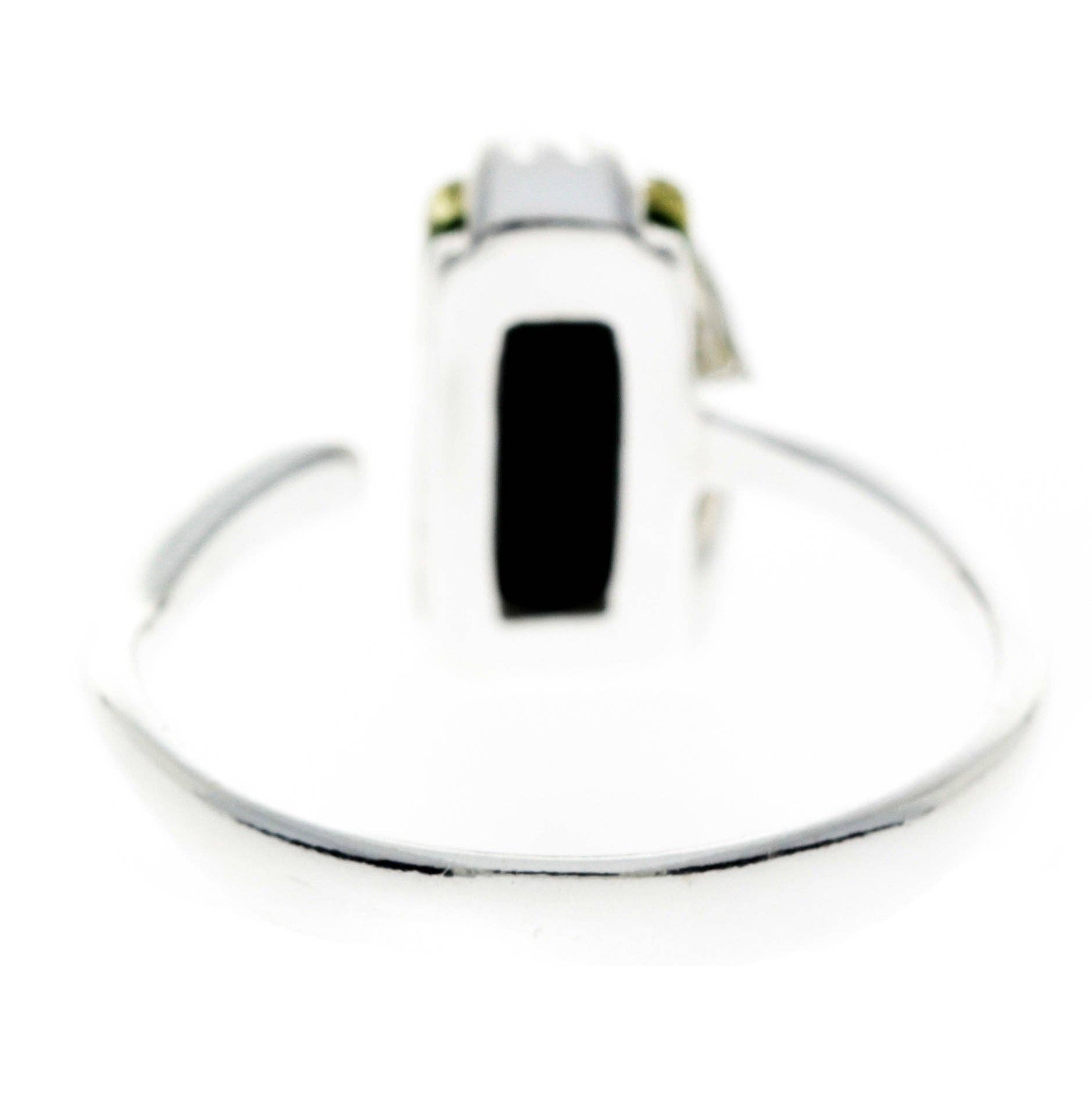 925 Sterling Silver & Genuine Baltic Amber Rectangular Modern Adjustable Ring - GL418A: Cognac