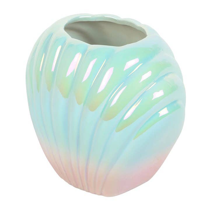 Iridescent Clam Shell Coastal Flower Vase