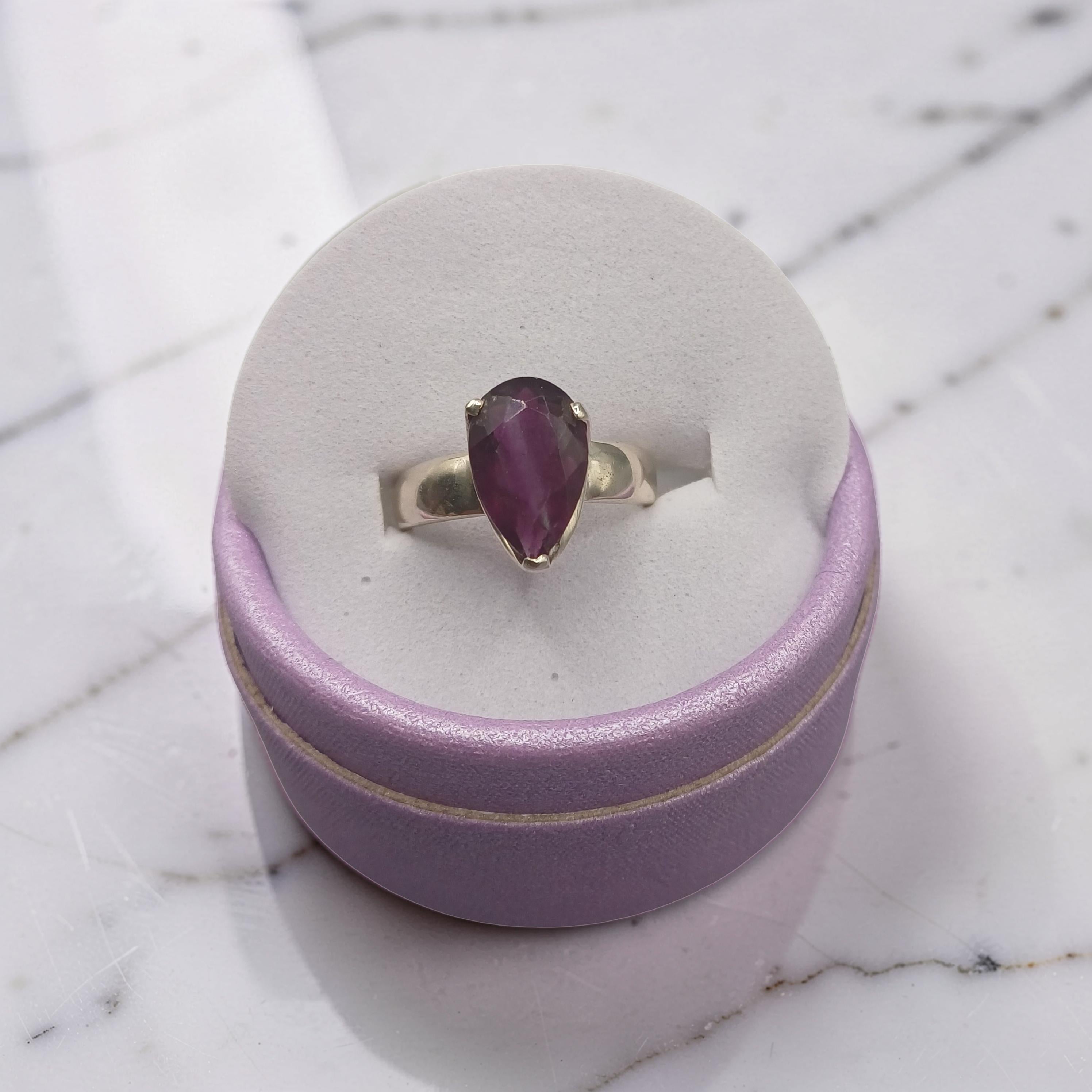 Rainbow Fluorite Ring on Silver